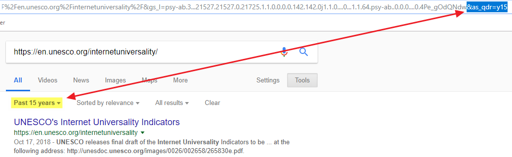 Filtro de 15 años en los resultados de Google