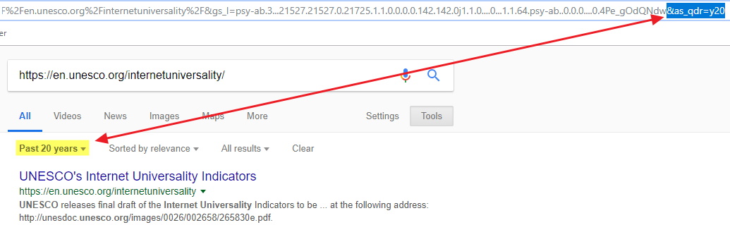 Filtro de 20 años en los resultados de Google