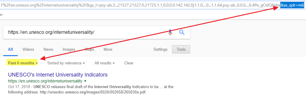 Filtro de 6 meses en los resultados de Google
