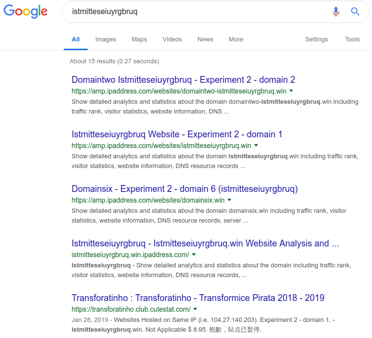 Scraping websites are the only results when searching the made up word