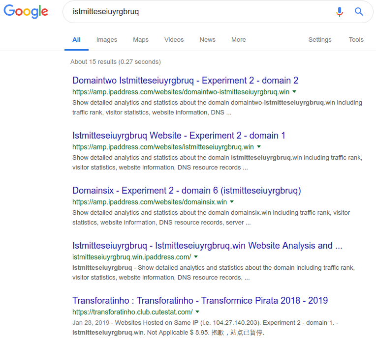 Webs escrapeadoras son las únicas que aparecen al buscar la palabra inventada